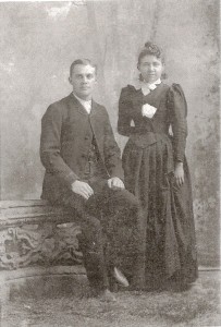 scan0063 Wedding photo of Ewaldus Vande Wall and Anna (Walvoord) Vande Wall c. 1888