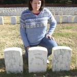 CIMG3921 Amy Walvoord at her 2nd great-grand uncle's marker.